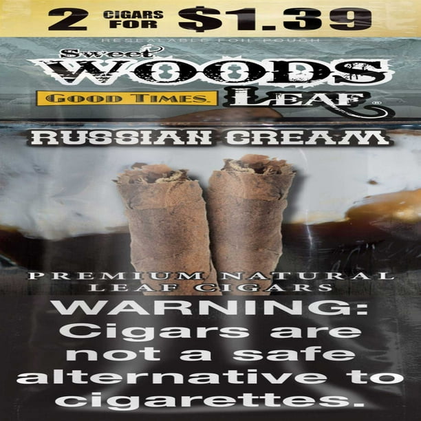 Sweet Woods Leaf Cigar, Russian Cream Pre-Priced $1.39 for 2 cigars, 15  pack