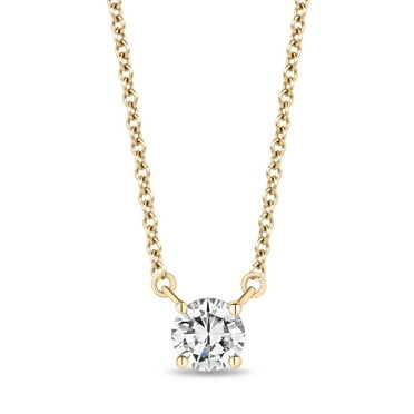 Round Cut Diamond Solitaire Necklace in 18K Gold