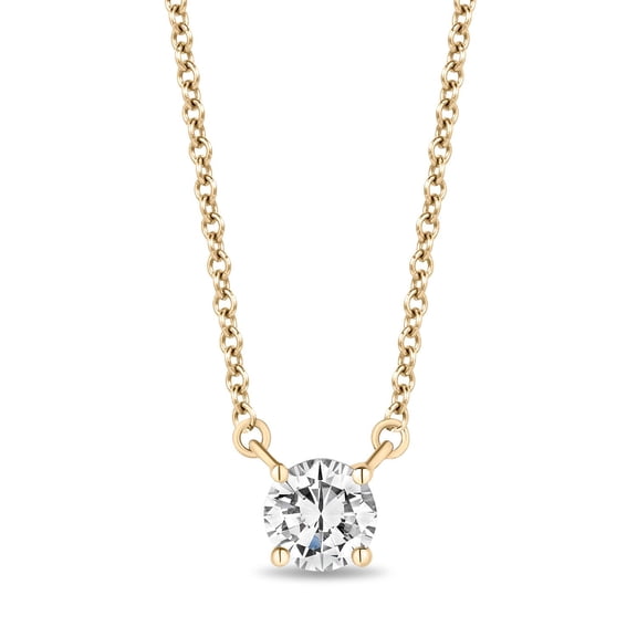 Round Cut Diamond Solitaire Necklace in 18K Gold