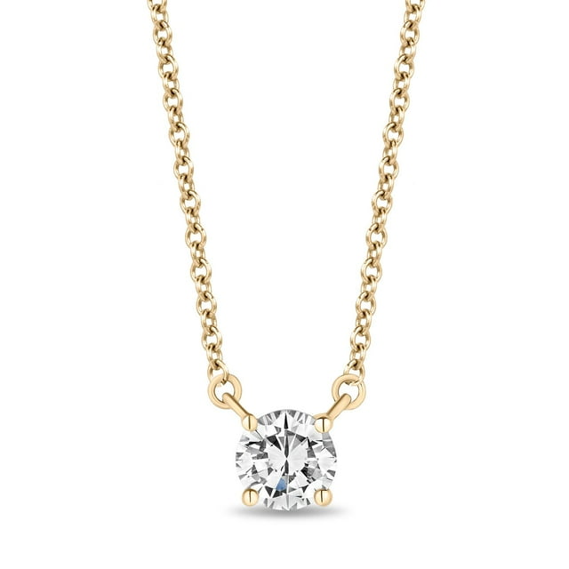 Round Cut Diamond Solitaire Necklace in 18K Gold
