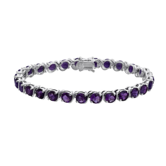 Round Cut Gemstone Swirl Tennis Bracelet in Sterling Silver