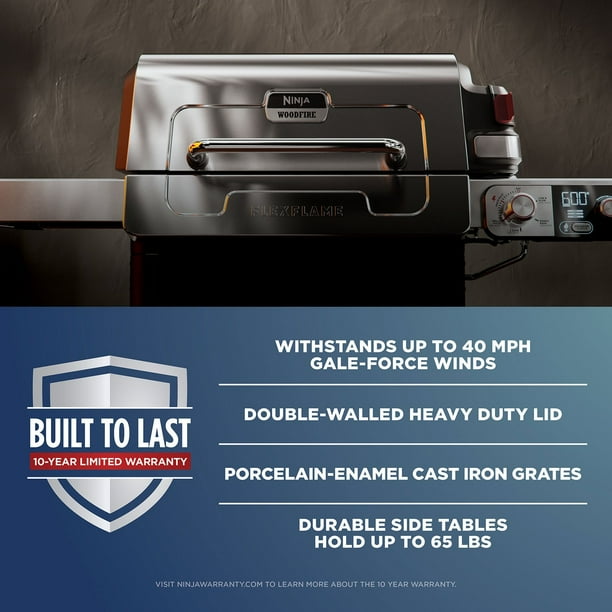 Ninja FlexFlame 5-in-1 Propane Grill & Smoker Outdoor Cooking