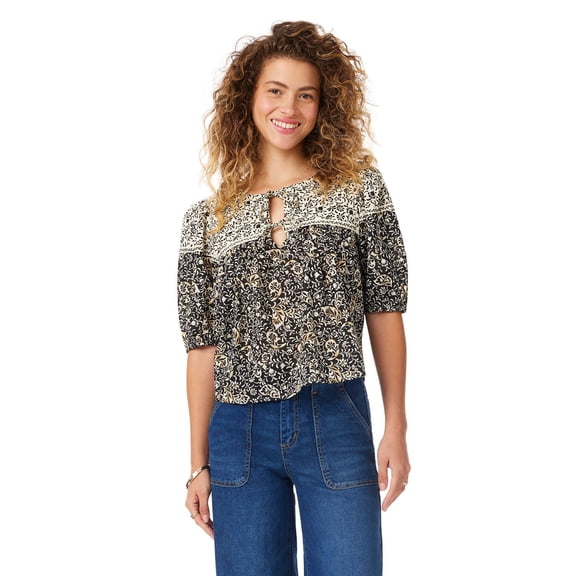 BILA Women's Tie-Neck Cotton Top