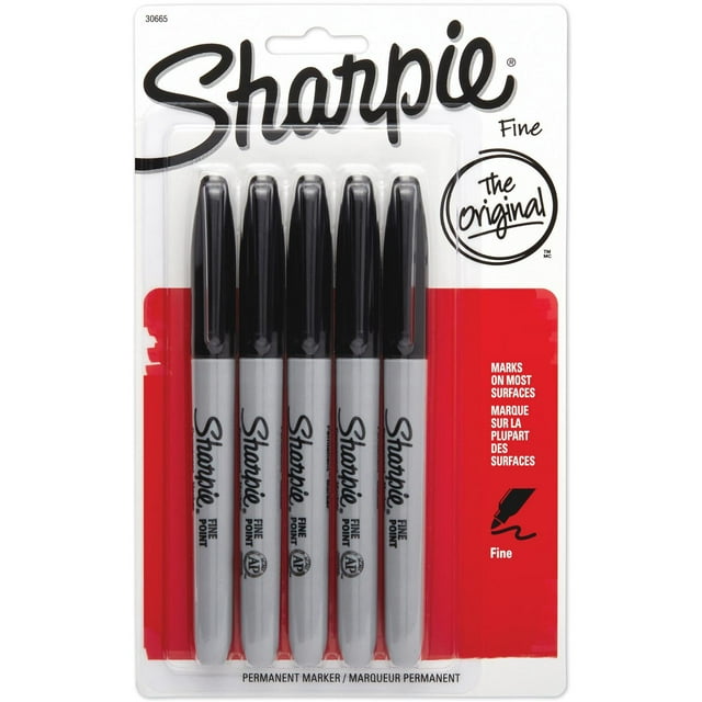 Sharpie Fine Permanent Marker, Black 5 ct.