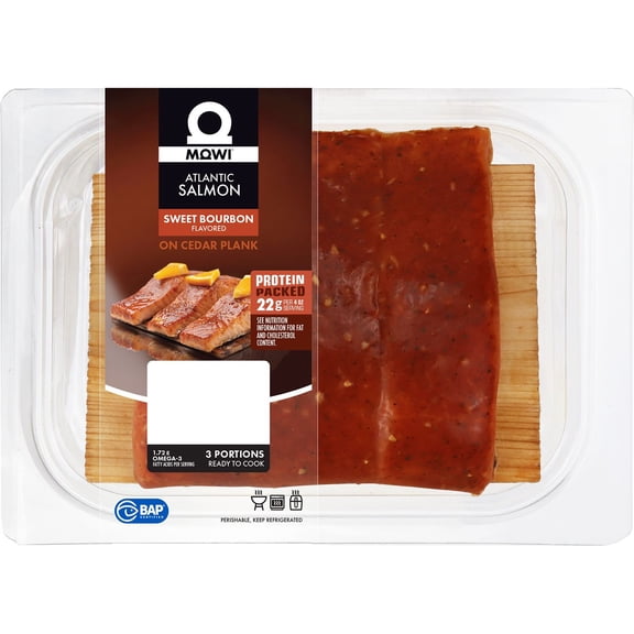 MOWI Atlantic Salmon Sweet Bourbon on Cedar Plank, priced per pound