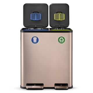 Simpli-Magic 18.5 Gallon (40L x 30L) Dual Compartment Step Trash Can – Kitchen Garbage Can with Waste & Recycling Bins – Slow-Close Lid, Odor Control, Hands-Free