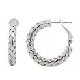 thumbnail image 4 of Italian Diamond Cut Snake Hoop Earrings in Sterling Silver, 4 of 7