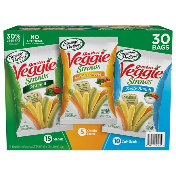 Sensible Portions Garden Veggie Straw, Variety Pack, 30 pk