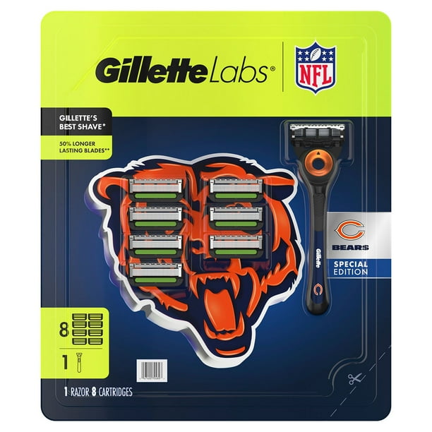 Gillette Labs NFL Chicago Bears Men's Razor, Handle + 8 Cartridges