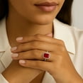 thumbnail image 4 of Lab Created Emerald Cut Gemstone and Diamond Ring in Sterling Silver, 4 of 5