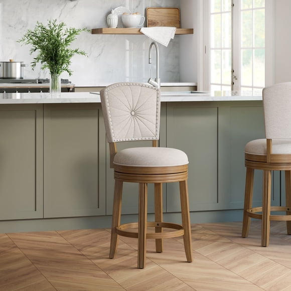 HH2Home Santa Clara II Wood and Upholstered Swivel Bar Stool or Counter Stool