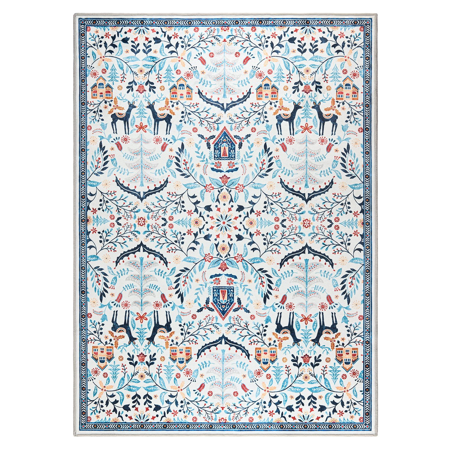 Frosty Bells Yale Haven Washable Recycled Holiday Area Rug