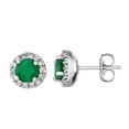 thumbnail image 1 of Round Cut Gemstone & 0.28 CT. T.W. Halo Diamond Stud Earrings in 14K Gold, 1 of 4
