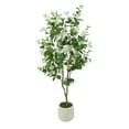 thumbnail image 1 of Faux 6' White Bougainvillea Tree in White Pot, 1 of 6