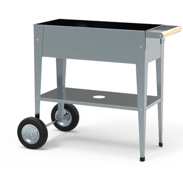 Herstera Galvanized Steel Metal Garden Cart