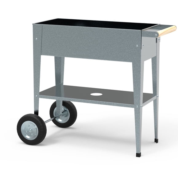 Herstera Galvanized Steel Metal Garden Cart