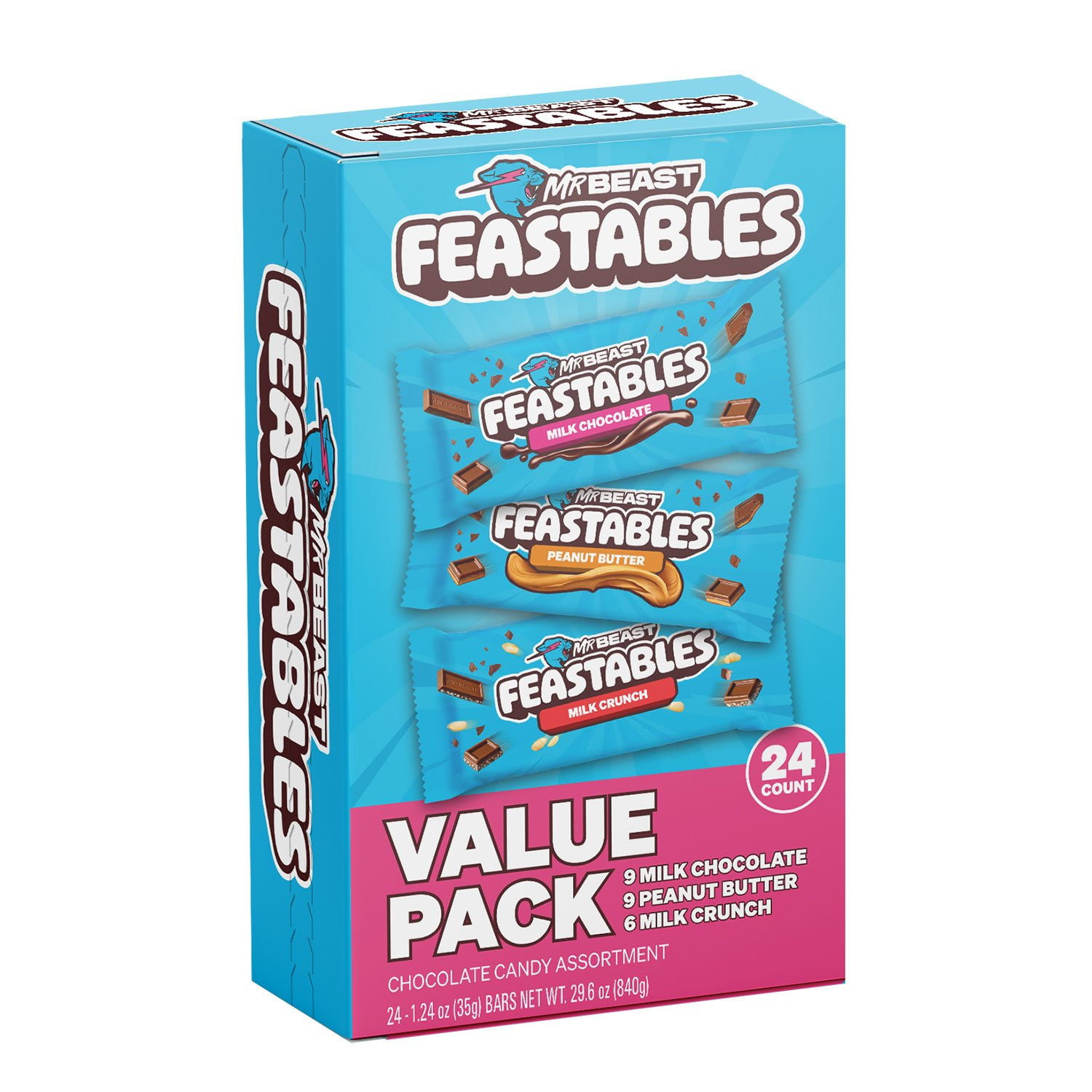 Feastables MrBeast Variety Pack Milk Chocolate Bars, 1.24 oz., 24 pk. -  Samsclub.com