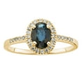 thumbnail image 1 of Oval Cut Gemstone and 0.15 CT. T.W. Halo Diamond Ring in 14K Gold, 1 of 3