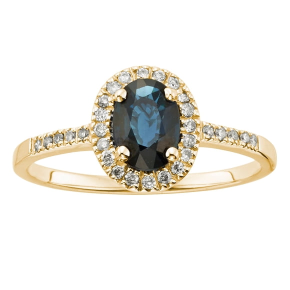 Oval Cut Gemstone and 0.15 CT. T.W. Halo Diamond Ring in 14K Gold