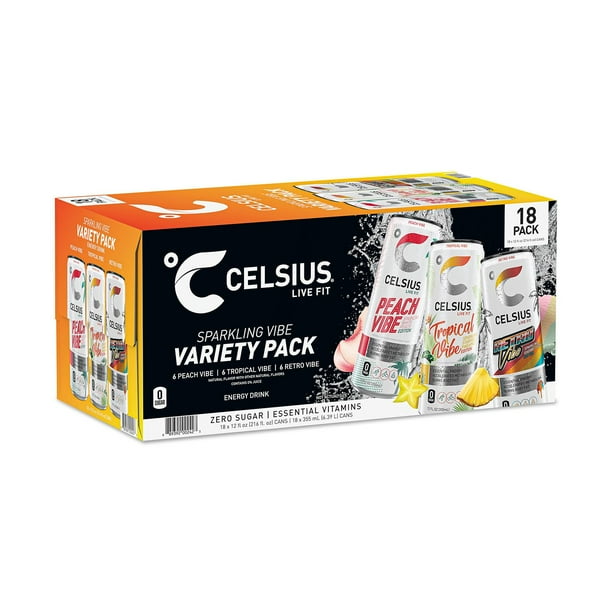 Celsius Live Fit Sparkling Vibe Variety Pack 12 fl. oz., 18 pk