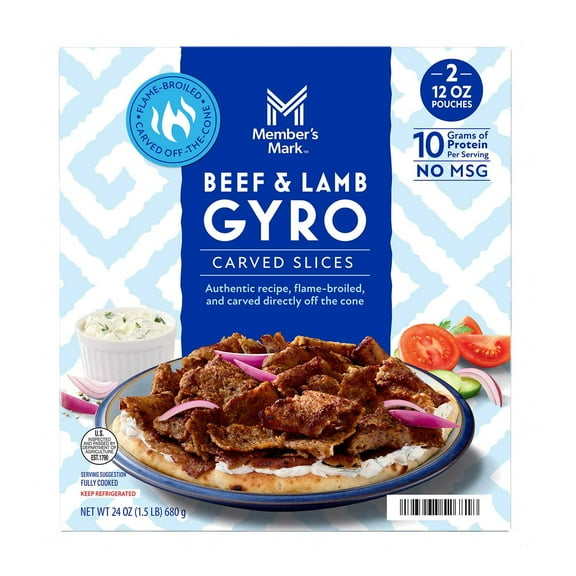 Member's Mark Beef & Lamb Gyro Slices, 12 oz. pouches, 2 ct.