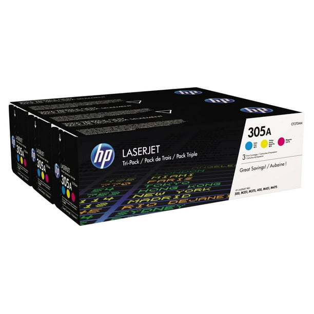 HP 305A Original LaserJet Toner Cartridges, Cyan/Magenta/Yellow