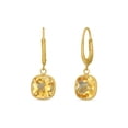 thumbnail image 2 of Cushion Cut Gemstone Bezel Set Dangle Earrings in 14K Gold, 2 of 6