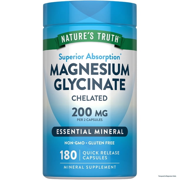 magnesium glycinate glp 1 Nature's Truth Capsules, 200 mg, 180 ct Dr. Berg Magnesium Glycinate 120