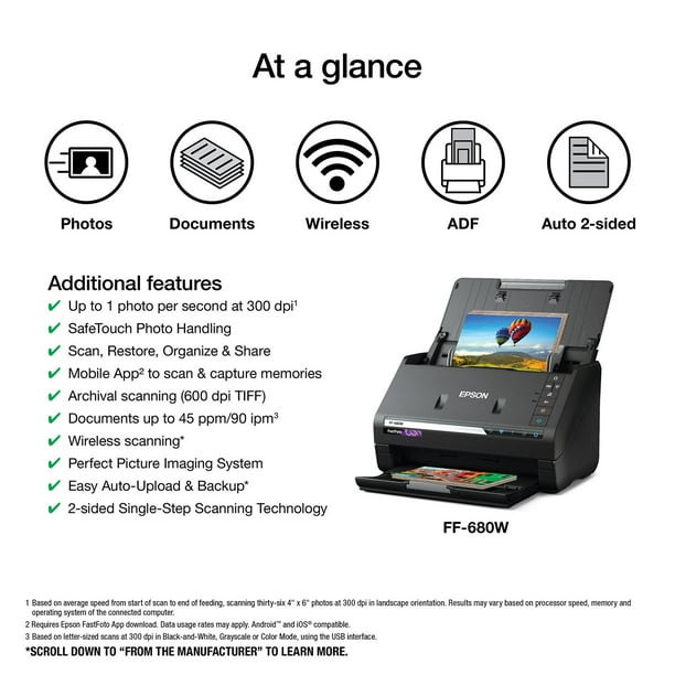 Epson FastFoto FF-680W Wireless High-Speed Photo & Document