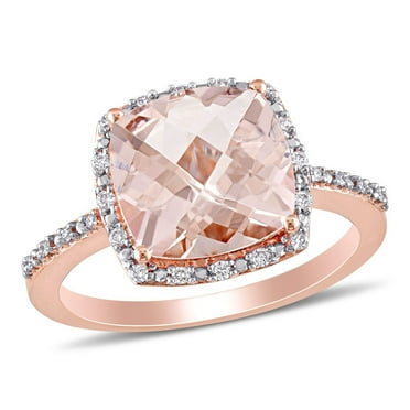 Morganite &0.08 CT. T.W. Diamond Halo Ring in 14K Gold
