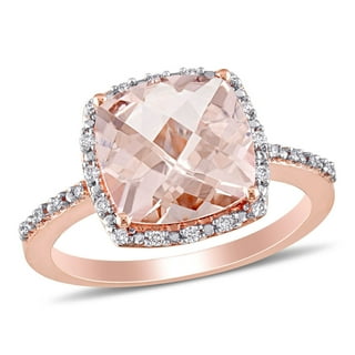 Morganite &0.08 CT. T.W. Diamond Halo Ring in 14K Gold