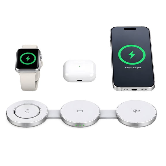 Tech Squared 3-in-1 Foldable Wireless Charger with 30W Power Supply