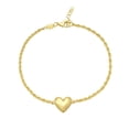 thumbnail image 1 of Polished Puffed Heart Hollow Rope Bracelet in 14K Gold, 1 of 4