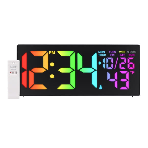 R.G.Bright LED Wall Clock with Outdoor Temperature and Under Glow