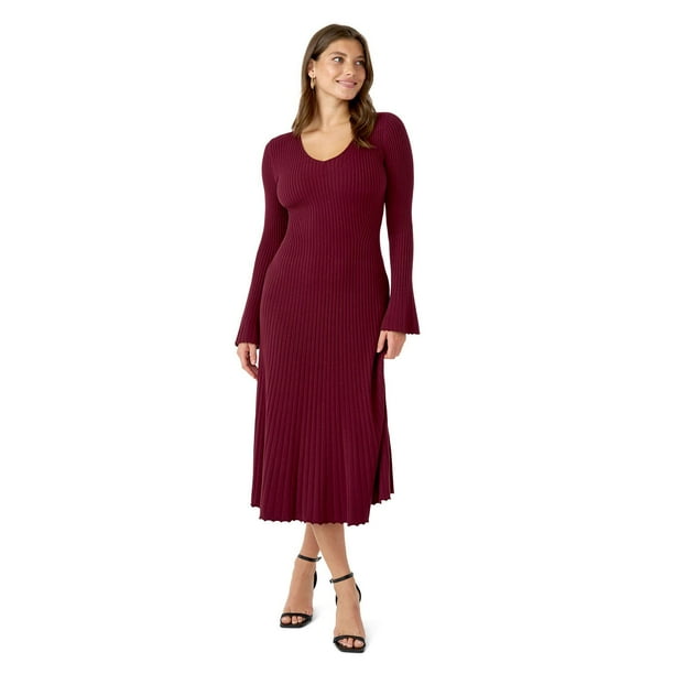 Edited by Hunter McGrady Women's Flare Midi Sweater Dress