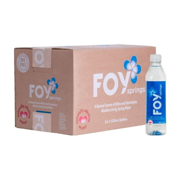 FOY Springs Naturally Alkaline Bottled Spring Water, 500 mL, 24 pk.