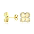 thumbnail image 1 of Oval Cut Gemstone & 0.35 CT.T.W. Diamond Clover Stud Earrings in 14K Gold, 1 of 3