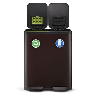 Simpli-Magic 16 Gallon (30L x 30L) Dual Compartment Step Trash Can, Multiple Colors – Kitchen Garbage Can with Slow-Close Lids – Waste & Recycling Bins, Odor Control, Hands-Free, Easy to Clean