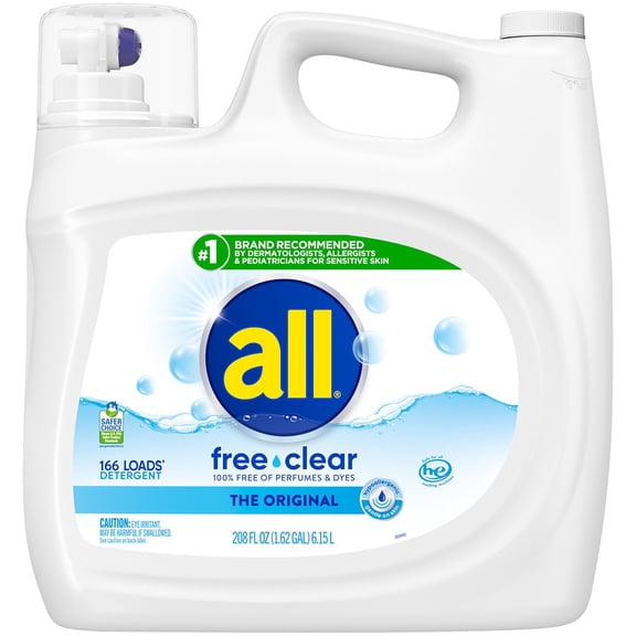 all Liquid Laundry Detergent, Free Clear for Sensitive Skin, 208oz, 166 loads