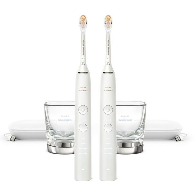Philips Sonicare DiamondClean Power Toothbrush, White Handles, 2 pk.