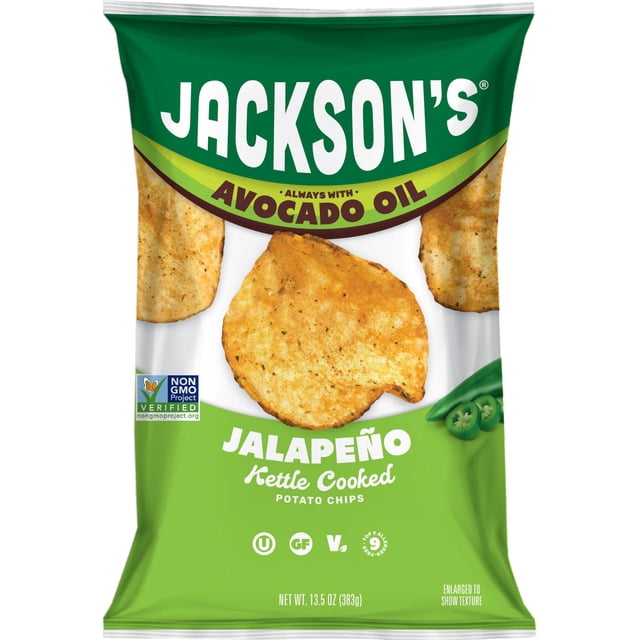 Jackson's Classic Kettle Cooked Potato Chips in Avocado Oil, Spicy Jalapeno 13.5 oz.