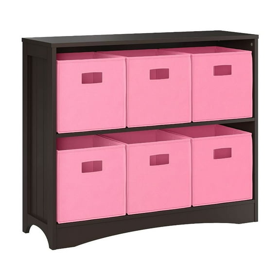RiverRidge Horizontal Bookcase with 6 Bins, Assorted Shelf and Bin Colors