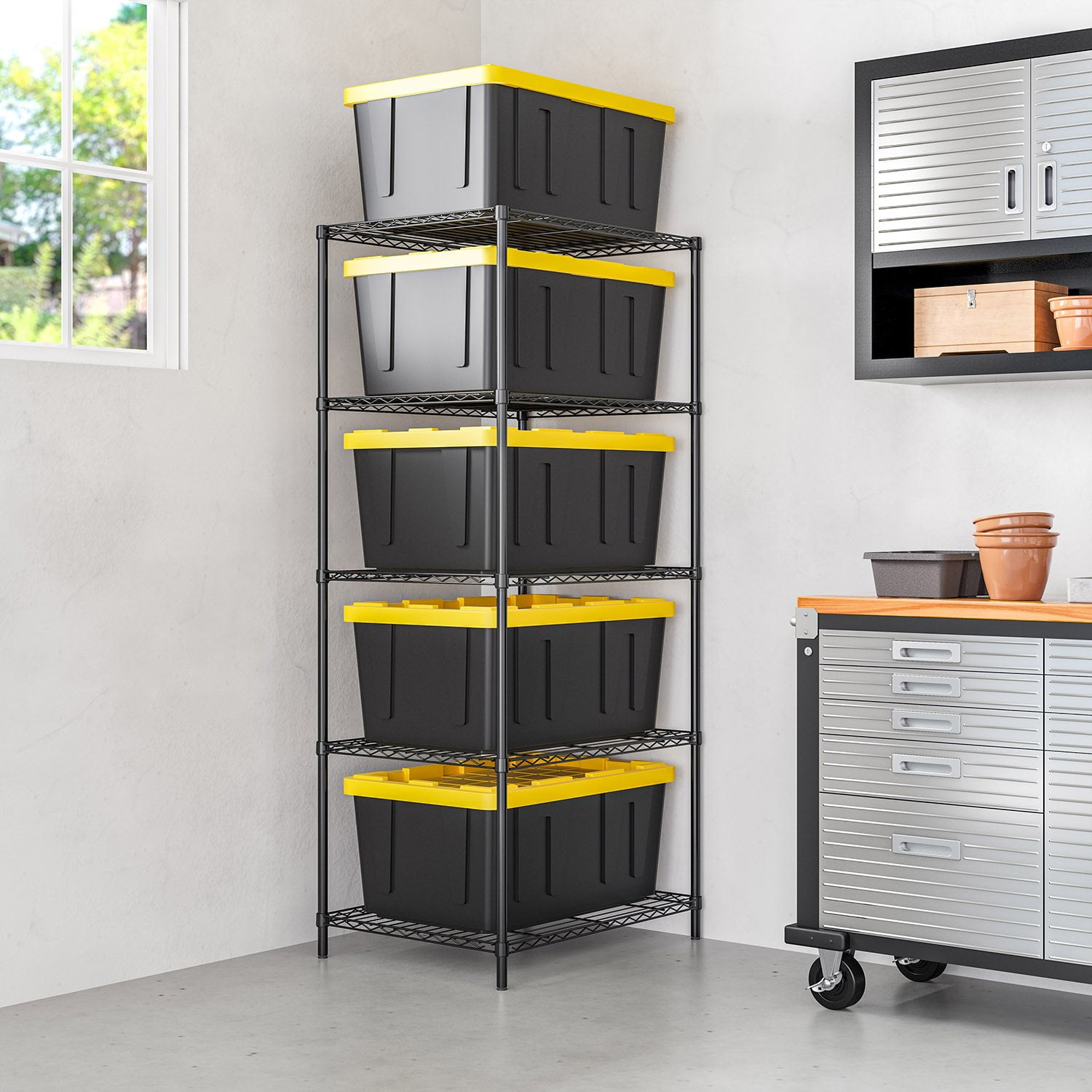 LIFE SAVERS ディスプレイラック　4段式　ライフセーバー Seville Classics UltraDurable NSF-Certified Steel Tote Shelving