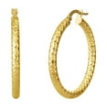 thumbnail image 3 of Diamond Cut Hoop Earrings in 14K Gold, 3 of 4