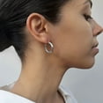 thumbnail image 7 of Italian Diamond Cut Snake Hoop Earrings in Sterling Silver, 7 of 7