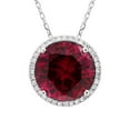 thumbnail image 1 of Lab Created Round Gemstone and 0.12 Diamond Halo in Serling Silver, 1 of 6