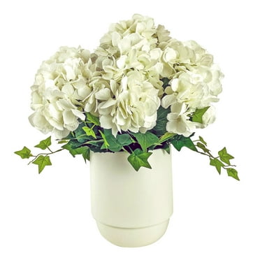 Faux 26" White Hydrangea in White Ceramic Planter