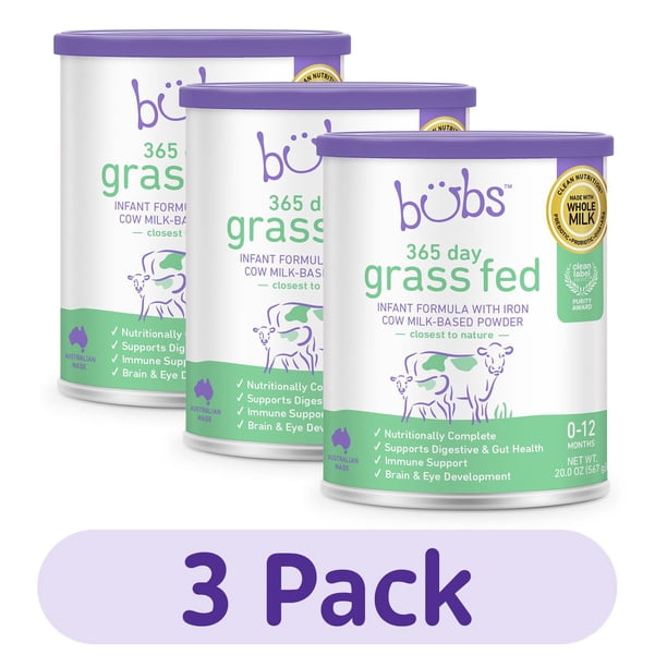 bubs Organic grass fed 3 - 2缶セット Bubs Grass Fed Infant Formula Powder with Iron, 20 oz., 3 pk
