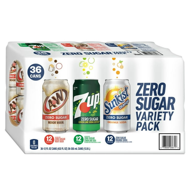 7UP Sunkist and A&W Zero Sugar Soda Variety Pack 12 fl. oz., 36 pk