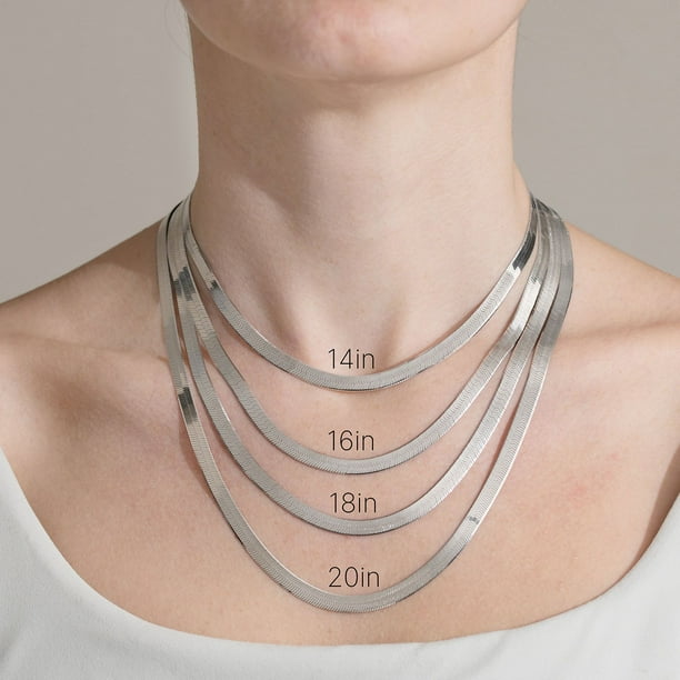 Italian Sterling Silver Herringbone Chain Necklace - Samsclub.com